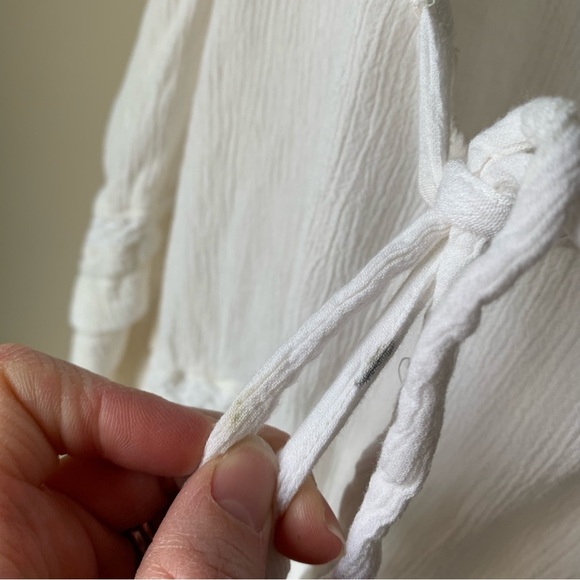 American Eagle outfitters cream cropped ruffle lace bell sleeved gauze top - Picture 9 of 9